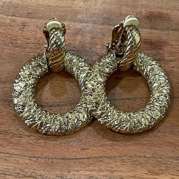 Yves Saint Laurent Jewelry - Yves Saint Laurent (YSL) Gold Clip-On Hoop Earrings
